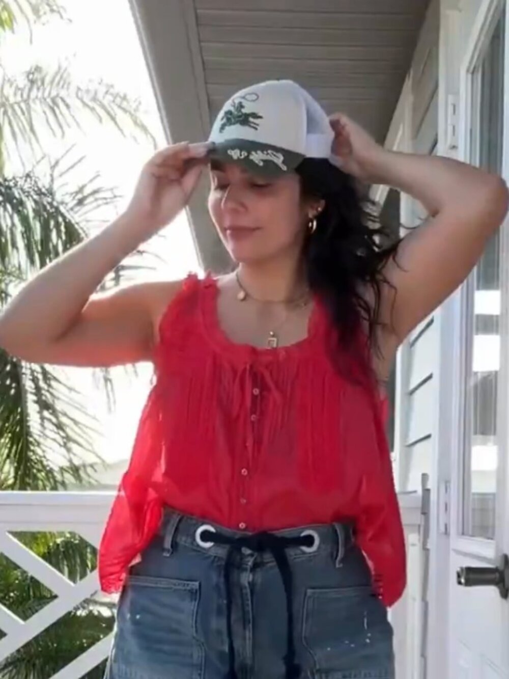 Free People Giddy Up Trucker Hat in Cream/Green - Picture 4 of 9